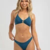 Best Pirce 🥰 Kaiami Hailey Ring Triangle 👙 Bikini Top Mermaid Blue 🥰