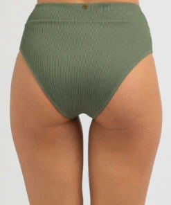 Budget 🛒 Kaiami Rubi Rib High Waist 👙 Bikini Bottom Olive 😍 -Hot Sale Citybeach Store 20324196 01 LT XL