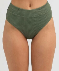 Budget 🛒 Kaiami Rubi Rib High Waist 👙 Bikini Bottom Olive 😍 -Hot Sale Citybeach Store 20324196 01 RT XL
