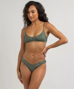 Brand new 😀 Kaiami Geri Ruch Bralette 👙 Bikini Top Olive 🎁