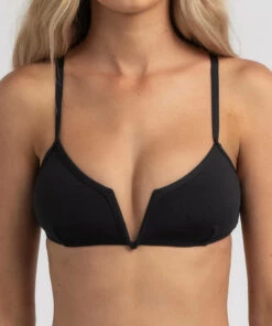 Best Pirce 😉 Topanga Piper V Bralette 👙 Bikini Top Black ✨ -Hot Sale Citybeach Store 20324939 01 RT XL