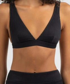 Promo 😍 Kaiami Rubi Rib Long Line Triangle 👙 Bikini Top Black 🌟 -Hot Sale Citybeach Store 20324965 01 RT XL