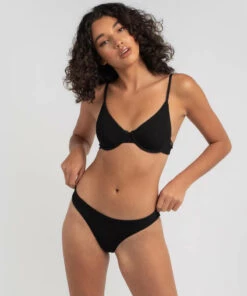 Cheap 💯 Kaiami Marci Rib High Cut 👙 Bikini Bottom Black 🔔 -Hot Sale Citybeach Store 20324978 01 LT XL