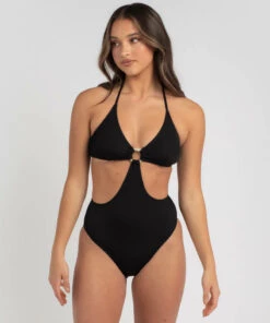 Budget ๐ฅ Kaiami Spencer Rib One Piece ๐ฉฑ Swimsuit Black โค๏ธ