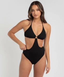 Budget 🔥 Kaiami Spencer Rib One Piece 🩱 Swimsuit Black ❤️ -Hot Sale Citybeach Store 20325076 02 LT XL