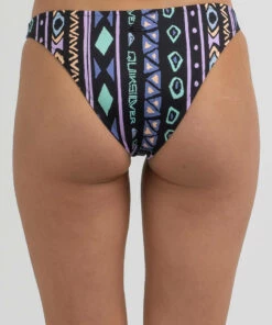New 🎁 Quiksilver Classic Cheeky 👙 Bikini Bottom Black Heritage Stripe 🧨 -Hot Sale Citybeach Store 20325154 01 LT XL