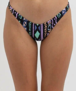 New 🎁 Quiksilver Classic Cheeky 👙 Bikini Bottom Black Heritage Stripe 🧨 -Hot Sale Citybeach Store 20325154 01 RT XL