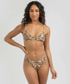 Promo ✨ Quiksilver Classic Trilette 👙 Bikini Top Macadamia Paisley Park 🎁 -Hot Sale Citybeach Store 20325162 01 TP XL