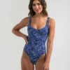 Brand new 👍 Topanga Ingrid Balconette One Piece 🩱 Swimsuit White/blue 🤩