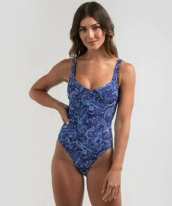 Brand new 👍 Topanga Ingrid Balconette One Piece 🩱 Swimsuit White/blue 🤩