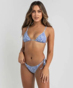 Deals 🛒 Kaiami Blossom Sliding Triangle 👙 Bikini Top Blue 👏