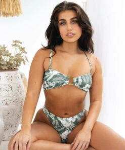 Cheap โญ Kaiami West Palm Rib Ring Bandeau ๐ Bikini Top Olive ๐คฉ