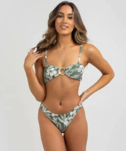 Cheap ⭐ Kaiami West Palm Rib Ring Bandeau 👙 Bikini Top Olive 🤩 -Hot Sale Citybeach Store 20325400 01 RT XL