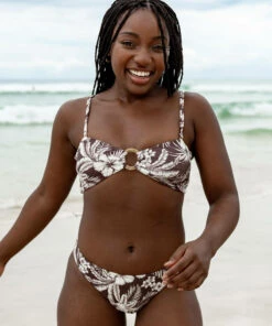 Discount 🛒 Kaiami West Palm Rib Ring Bandeau 👙 Bikini Top Chocolate 🌟