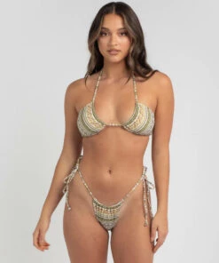 Wholesale 🤩 Kaiami Mellow Stripe Triangle 👙 Bikini Top Yellow ⌛