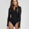 Best Pirce 🔥 Kaiami Palm Beach Long Sleeve Surfsuit Black 🥰