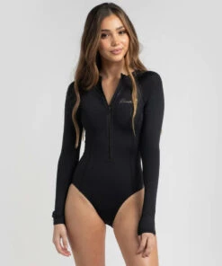 Best Pirce 🔥 Kaiami Palm Beach Long Sleeve Surfsuit Black 🥰
