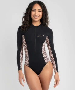 Hot Sale 😍 Kaiami Fierce Long Sleeve Surfsuit Black/leopard 🧨