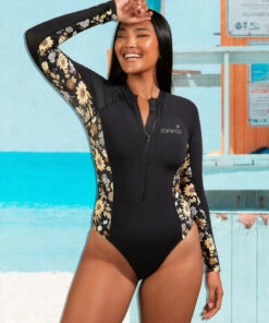Best Pirce 🧨 Topanga Goldie Long Sleeve Surfsuit Black ✔️