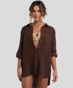 Brand new 🥰 Topanga James Beach Cover Dark Choc ✨ 6 Brand new 🥰 Topanga James Beach Cover Dark Choc ✨ -Hot Sale Citybeach Store 20325721 04 LT XL