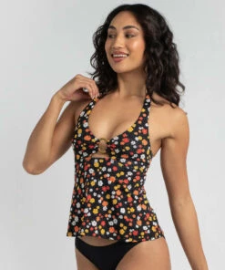 Promo 🌟 Kaiami Rhi Tankini Top Black / Floral ⌛