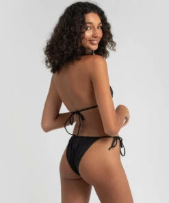 Buy โญ Hurley Solid Slider Tie Cheeky ๐ Bikini Bottom Black โ
