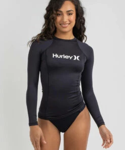 Promo 🛒 Hurley OAO Long Sleeve Rash Vest Black ⌛