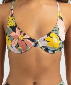New ⭐ Quiksilver Classic Underwire Bra 👙 Bikini Top Black Vacation Tropics 🛒 -Hot Sale Citybeach Store 20326380 01 RT XL