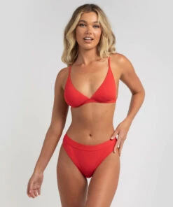 Brand new 😀 Billabong Sol Searcher Elongated Triangle 👙 Bikini Top Poppy Red 🧨