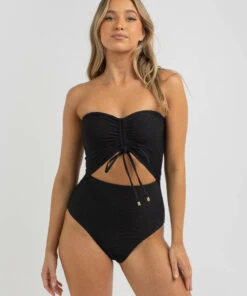 Coupon ✔️ Billabong Tanlines Bandeau One Piece 🩱 Swimsuit Black 🛒