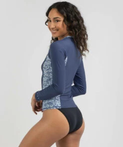 Budget 👍 Rusty Tropical Half Zip Long Sleeve Rash Vest China Blue 🔥 -Hot Sale Citybeach Store 20326964 01 LT XL