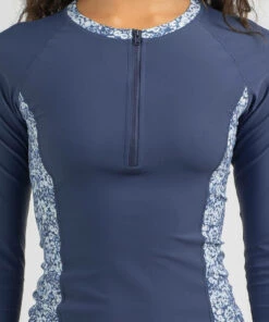 Budget 👍 Rusty Tropical Half Zip Long Sleeve Rash Vest China Blue 🔥 -Hot Sale Citybeach Store 20326964 01 RT XL