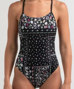 Flash Sale ⌛ Roxy Roxy Fitness Fashion One Piece 🩱 Swimsuit Anthracite Flower Line Patchwo 🧨 -Hot Sale Citybeach Store 20327279 02 RT XL