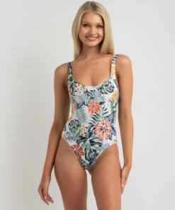 Brand new 🔔 Roxy PT Beach Classics One Piece 🩱 Swimsuit Bright White Soul Flower 🥰