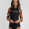 Budget 😍 Rip Curl Namotu Long Sleeve Rash Vest Black 🧨