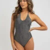 Buy 👍 Kaiami Kristie One Piece 🩱 Swimsuit Gunmetal Sparkle 🔔
