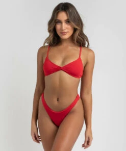 Discount 🛒 Topanga Kenny Twist Bralette 👙 Bikini Top Chilli Red 🎁