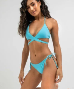 Discount 👍 Kaiami Claudia Wrap Bralette 👙 Bikini Top Pop Aqua 🥰