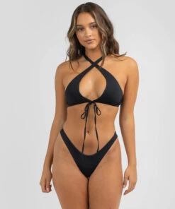 Discount ✨ Kaiami Claudia Wrap Bralette 👙 Bikini Top Black ✨