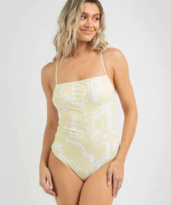 Deals 🥰 Rip Curl 🌞 Summer Vacay Good One Piece 🩱 Swimsuit Light Yellow 🛒