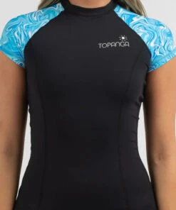 Deals ❤️ Topanga Sabrina Cap Sleeve Rash Vest Black ✨ -Hot Sale Citybeach Store 20330314 01 RT XL