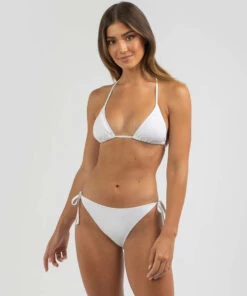 Best deal 🧨 Roxy Beach Classics Mod Tiki Triangle 👙 Bikini Top Bright White 🌟