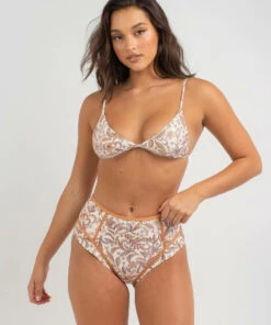 New ❤️ Rip Curl Lunar Tides Fixed Triangle 👙 Bikini Top Nude ⭐