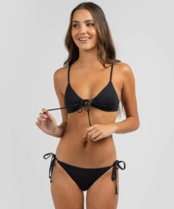Cheapest โ๏ธ Kaiami Pamela Tie Front Bralette ๐ Bikini Top Black ๐