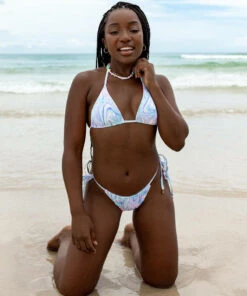 Promo ⭐ Kaiami Halo Reversible Triangle 👙 Bikini Top Blu/pnk 🌟