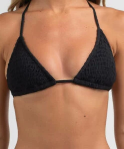 New 🤩 Topanga Stacie Shirred Triangle 👙 Bikini Top Black ⭐ -Hot Sale Citybeach Store 20335918 01 RT XL