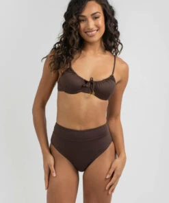 Best deal 🛒 Kaiami Rita High Waist 👙 Bikini Bottom Dark Choc 🔔