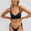 Best Pirce 🥰 Kaiami Erica Bralette 👙 Bikini Top Black 😀
