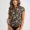 Best deal 💯 Topanga Goldie Cap Sleeve Rash Vest Black ❤️