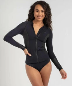 Outlet 👍 Rip Curl Mirage Ultimate Zip Through Long Sleeve Rash Vest Black 🤩